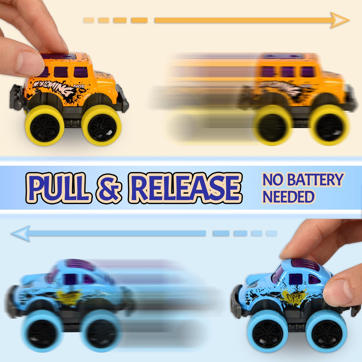 Neureyte 8 Pack Die-Cast Mini Monster Truck For Boys And Girls,Pull Back Alloy Trucks Toy,Mini Pull Back Cars,Die-Cast Race Cars