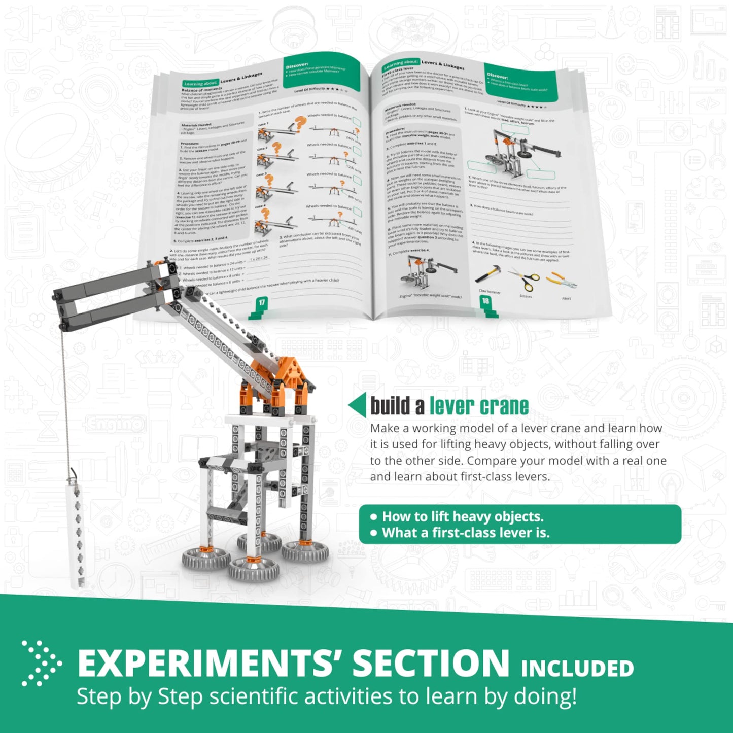 Engino- Stem Toys, Construction Toys For Kids 9+, Mechanics: Levers, Linkages & Structures, Educational Toys, Stem Kits, Gifts For Boys & Girls (16 Model Options)