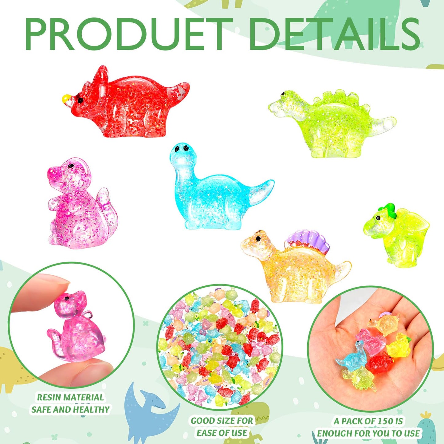 Poen 96 Pcs Mini Dinosaur Figures Resin Small Dinosaur Toys Garden Mini Dinosaurs Realistic Tiny Dinosaurs Miniature Dinosaur Figurines For Bag Cake Topper Birthday Party Favors (Glitter)