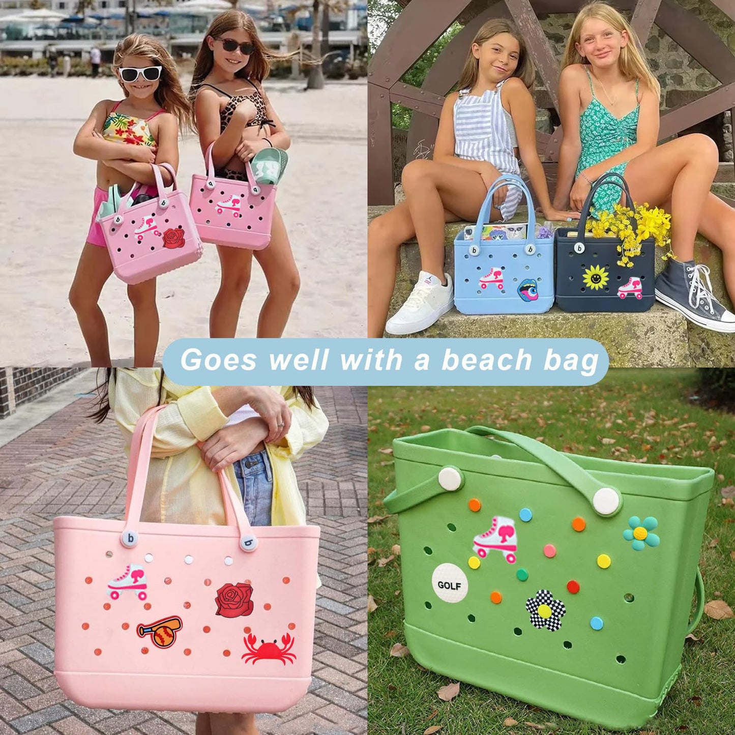 Lckaey Rubber Beach Bag Accessories-PVC Rubber decoration-for EVA Purse Bogg Inserts Y064Figure 38