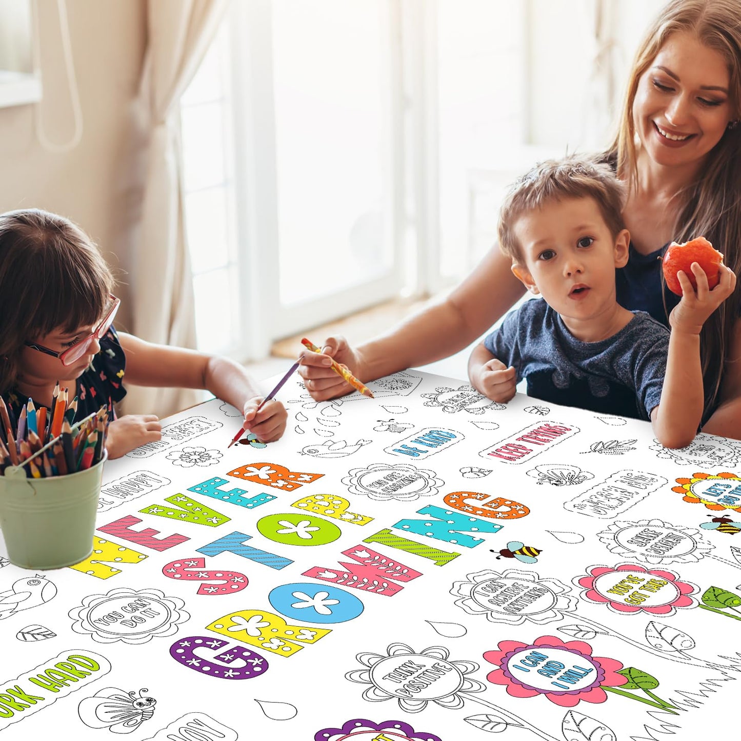 Naozinebi Never Stop Growing Coloring Poster For Kids Giant Coloring Poster Large Positive Affirmation Coloring Tablecloth Jumbo