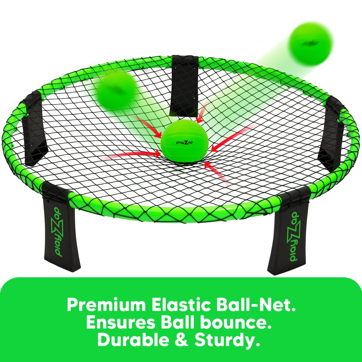 Playzap Roundnet Game Set, Includes 3 Balls, Carrying Case And Rules, Played Indoor Outdoor Lawn, Beach & Tailgating, Roundnet Set Gift For Kids, Teens & Adults