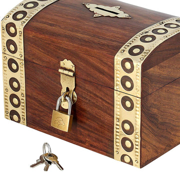 Iblay Coin Bank Money Saving Box - Banks For Kids & Adults - Wood Vacation Piggy Bank (Design_3)