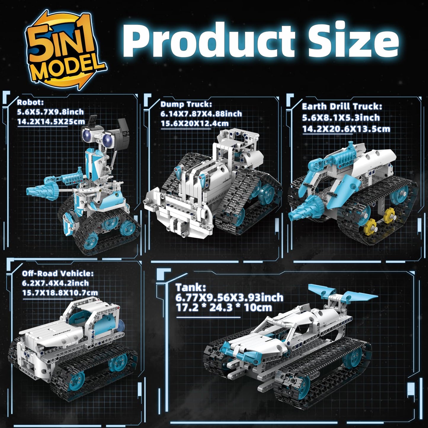Suplanet Stem Robot For Kids Ages 8-14, 5-In-1 Remote Control And App Programmable Robot Toys - 720 Pcs Diy Building Science Edu