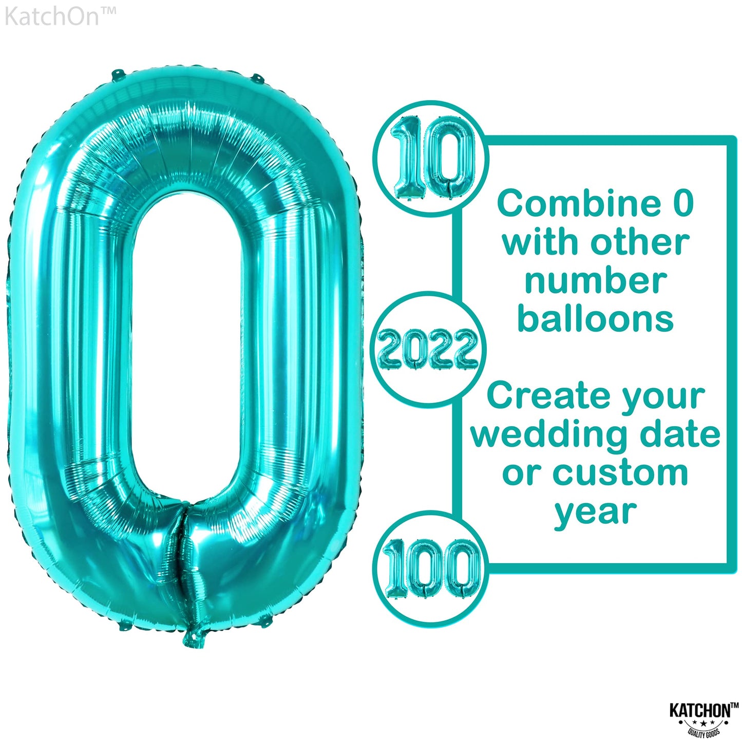 Katchon, Huge Tiffany Blue 0 Balloons - 40 Inch, Turquoise Balloons | Tiffany Blue 0 Number Balloons | Mermaid Birthday Decorations, Aqua Decorations | Turquoise Zero Balloon | Ocean Theme, Teal Party