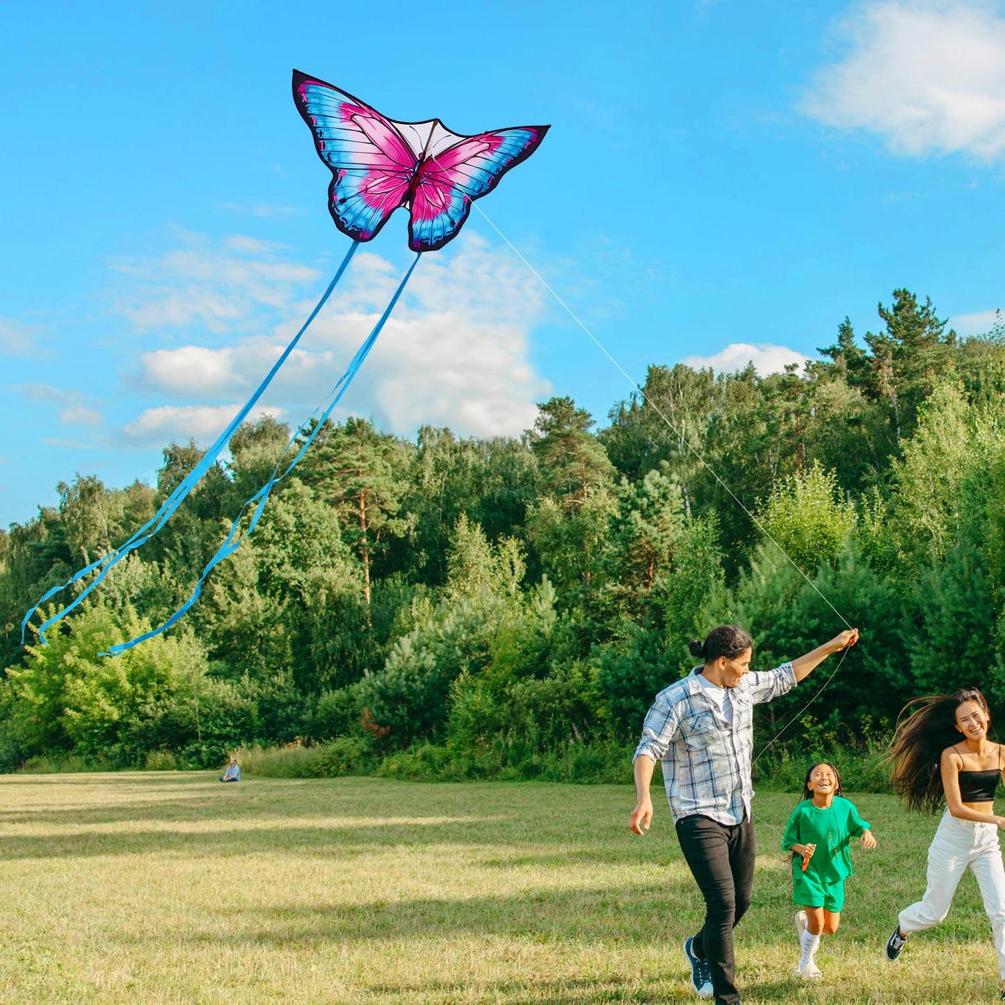 YFAFENGS Butterfly Kites for Kids & Adults, Easy to Fly Design with Long Tail for Stability, for Kids Ages 4-8 & Beginners, Beac