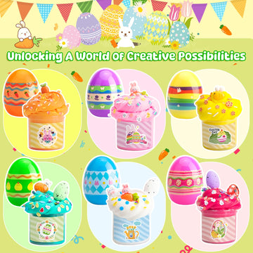 Prefilled Easter Slime Eggs With Butter Slime & Charms - Perfect For Kids Easter Party Favors,Egg Hunt, Basket Stuffers & Classr