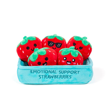 WHAT DO YOU MEME? Emotional Support Strawberries Plushies, 5-Pack Cuddly Toys, One Size, Red, Model ESS512