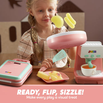 Play Kitchen Toys With Realistic Lights& Sounds, Pretend Play Toy Set For Girls Boys, Color Changing Breakfast Play Set, Christm