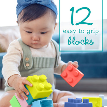 Infantino Super Soft Building Blocks, BPA-Free, 12-Piece Set, Multi-Colored, Easy-to-Hold for Babies & Toddlers
