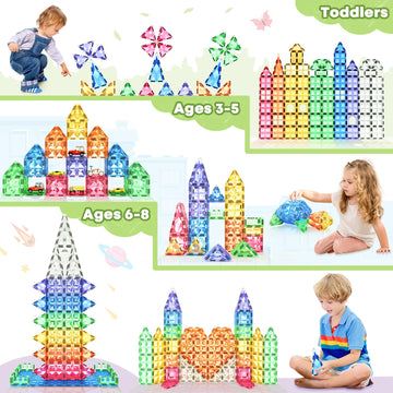 Kids Toys Magnetic Tiles Toys for 3 Year Old Girls Boys STEM Learning Toy Magnetic Building Blocks Toys for Toddlers Boys & Girl