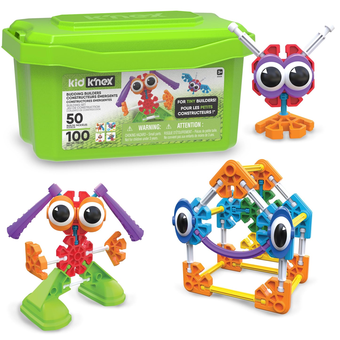 Kid K'Nex - Budding Builders Set ‚ 100 Pieces, Preschool Stem Building, Kid Construction Set, Creative Play ‚ Ages 3+