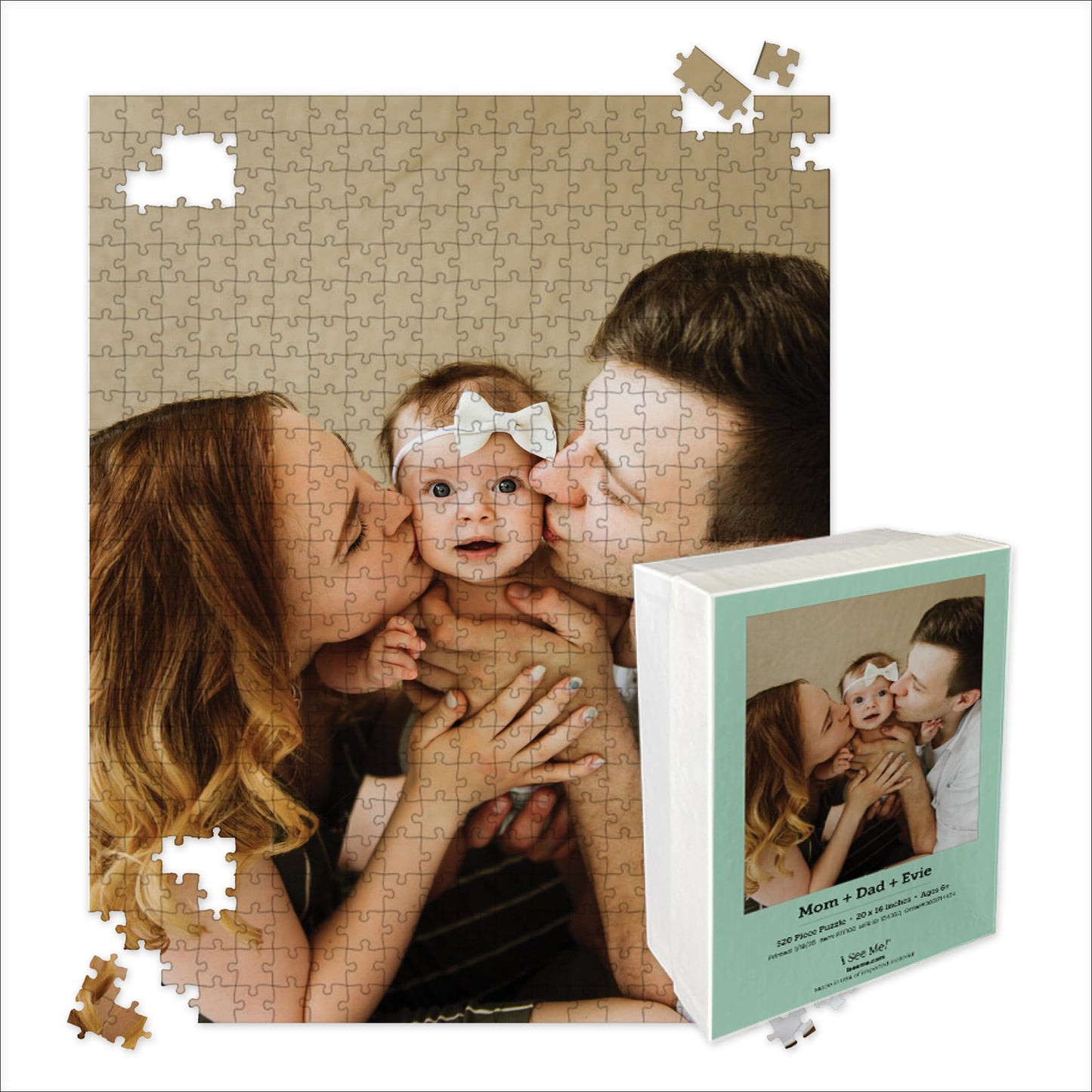 Photo Personalized Puzzle for New Baby | 500 Piece, Custom Jigsaw Puzzle (Vertical/Portrait) | 16 x 20 | I See Me!