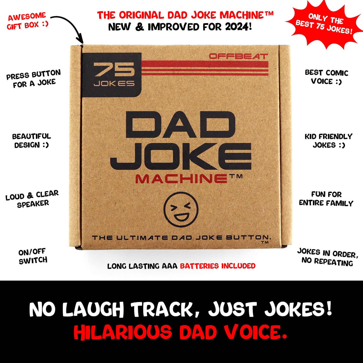 The Ultimate Dad Joke Button - Medium Plastic Gift for Dad - 75 Hilarious Jokes, Perfect for Birthdays and White Elephant Gifts