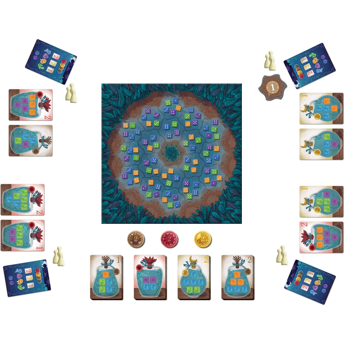 Z-Man Games Noctiluca Board Game - Dive Into The Glowing Depths In This Colorful Dice Game! Strategy Game For Kids & Adults, Age