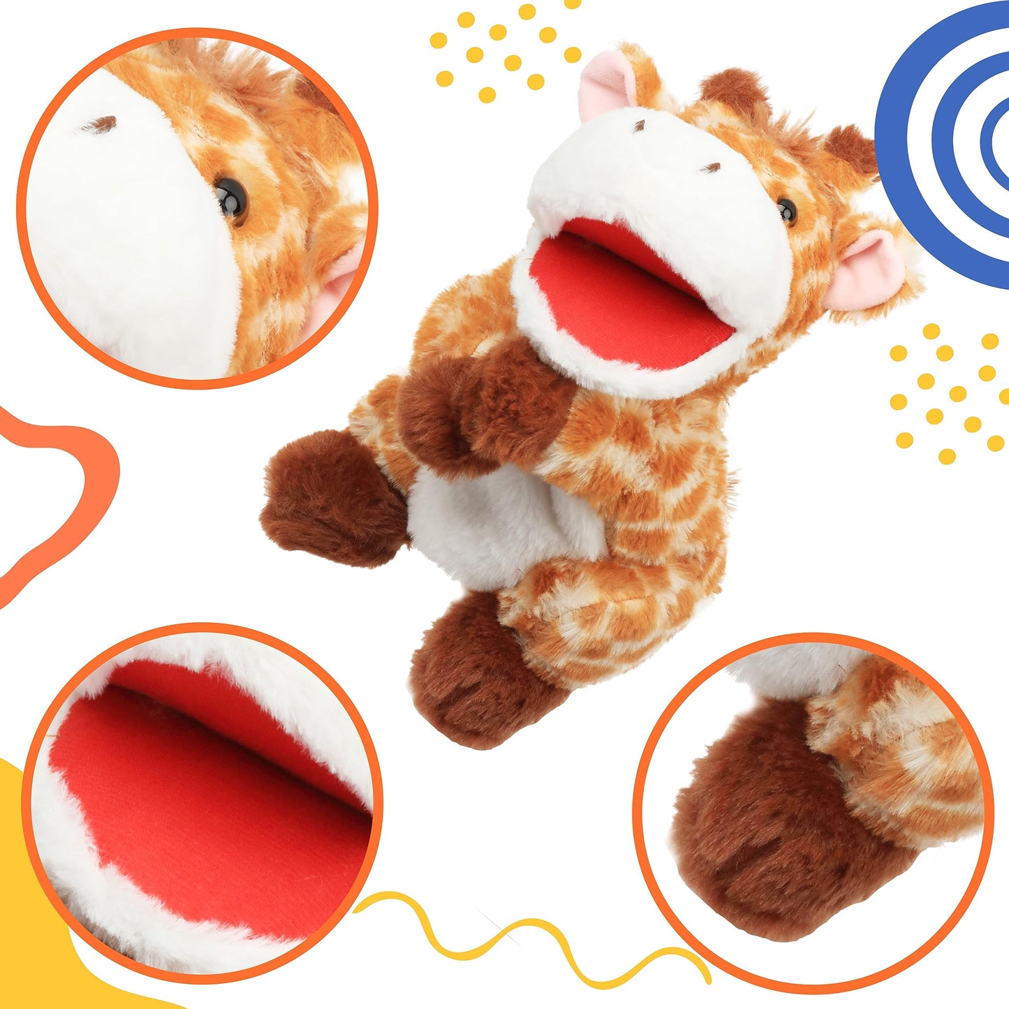 Cuteoy Plush Giraffe Hand Puppet Stuffed Animal Toy Open Movable Mouth Creative Role Play Storytelling Plushies Gifts For Kids Toddlers Birthday Christmas