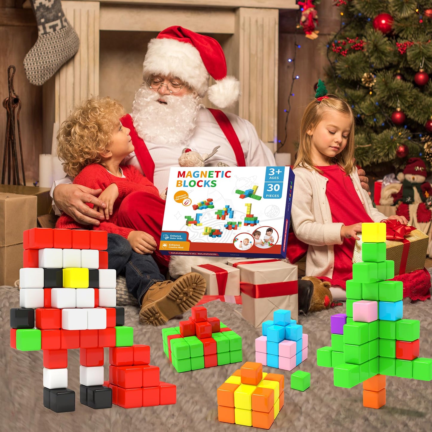 Hiwawind 1.18 Inch Magnetic Blocks 30pcs Toddler Toys for Boys and Girls Large Magnet Building Toys Creative STEM Montessori Sensory Toys Magnet Toys for Kids Age 3 4 5 6 7 8 Year Old