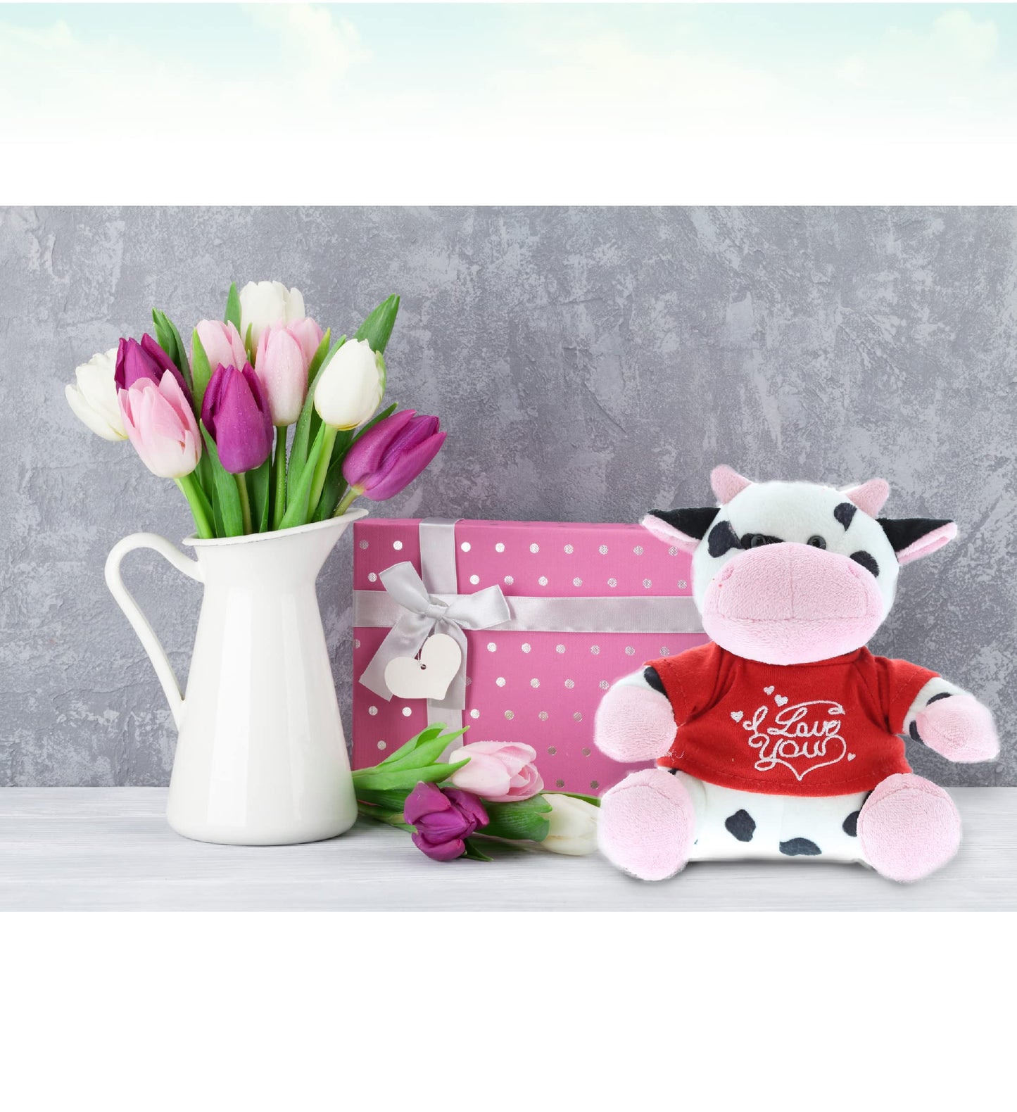 Dollibu I Love You Valentine Plush Cow - Cute Stuffed Animal With Red Shirt And Name Personalization Gift For Valentines Day, Bi