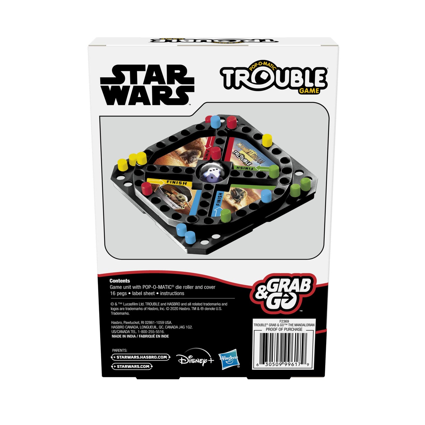 Hasbro Gaming Trouble: Star Wars The Mandalorian Edition Board Game For Kids Ages 5 And Up Grab And Go (Travel)