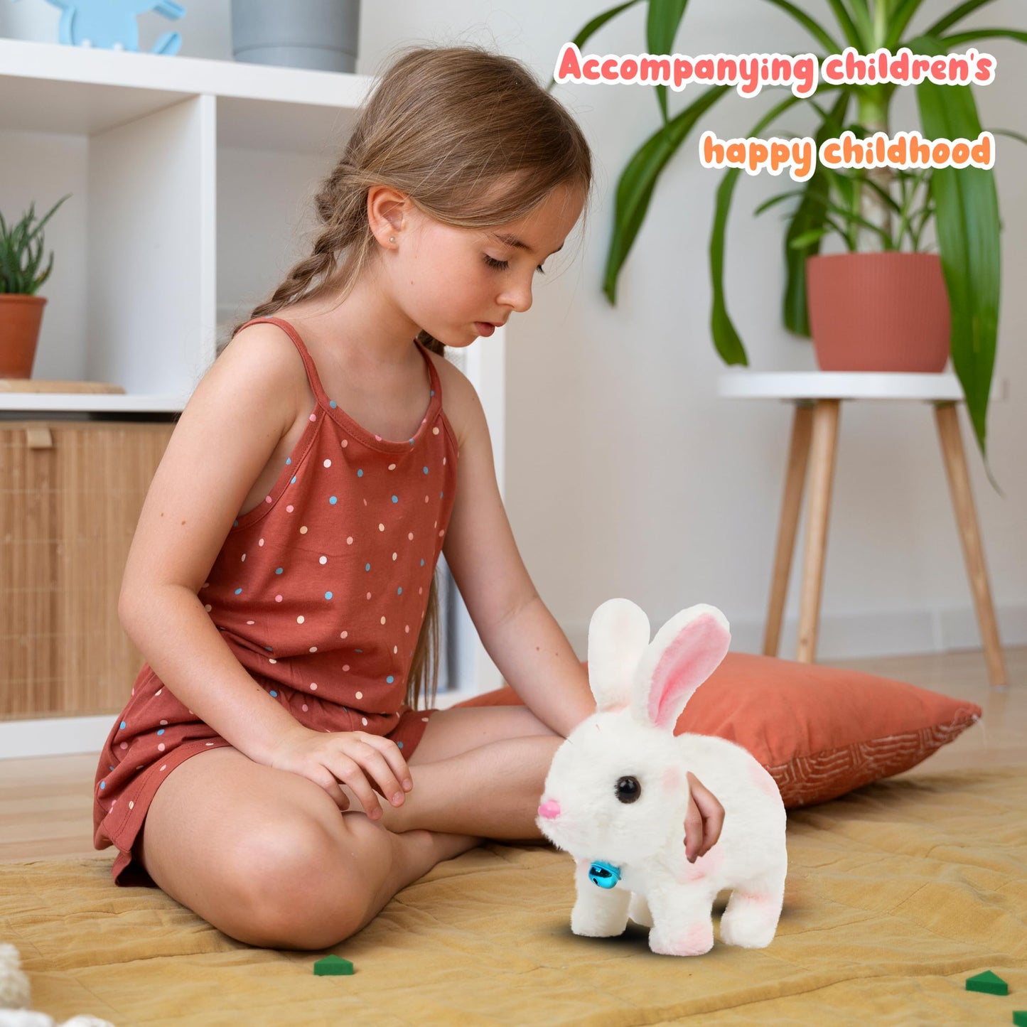 Easfan Walking Bunny Stuffed Animal Interactive Jumping Spotted Rabbit Talking Hopping Ears Nose Moving Educational Plush Toy Easter Birthday Gifts For Kids Girls, 7''…