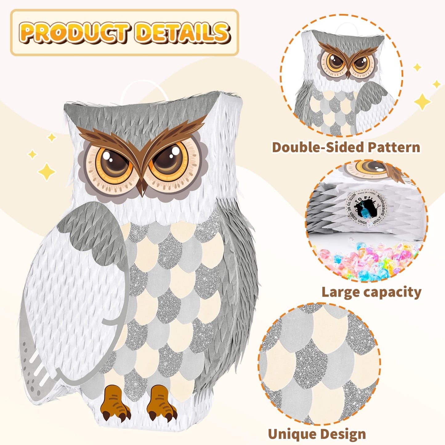 WERNNSAI Night Owl Piata - Owl Wicked Pinata Hanging Woodland Forest Party Decorations for Kids Birthday Animal Shower Party Gam