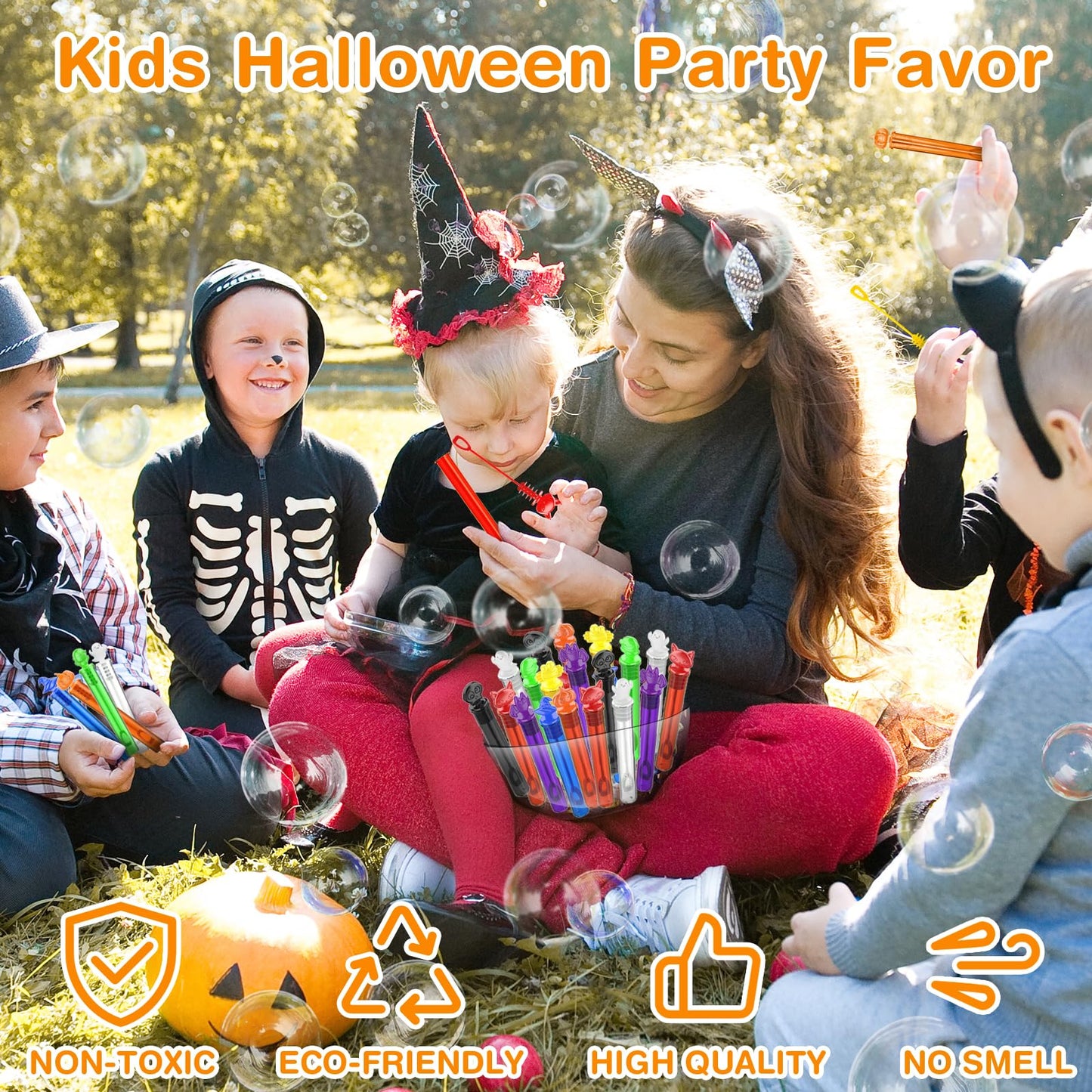 OleFun 120Pcs Halloween Bubble Wands in 8 Designs, Bulk Halloween Party Favors for Kids, Ideal Halloween Goodie Bag Stuffers, Tr