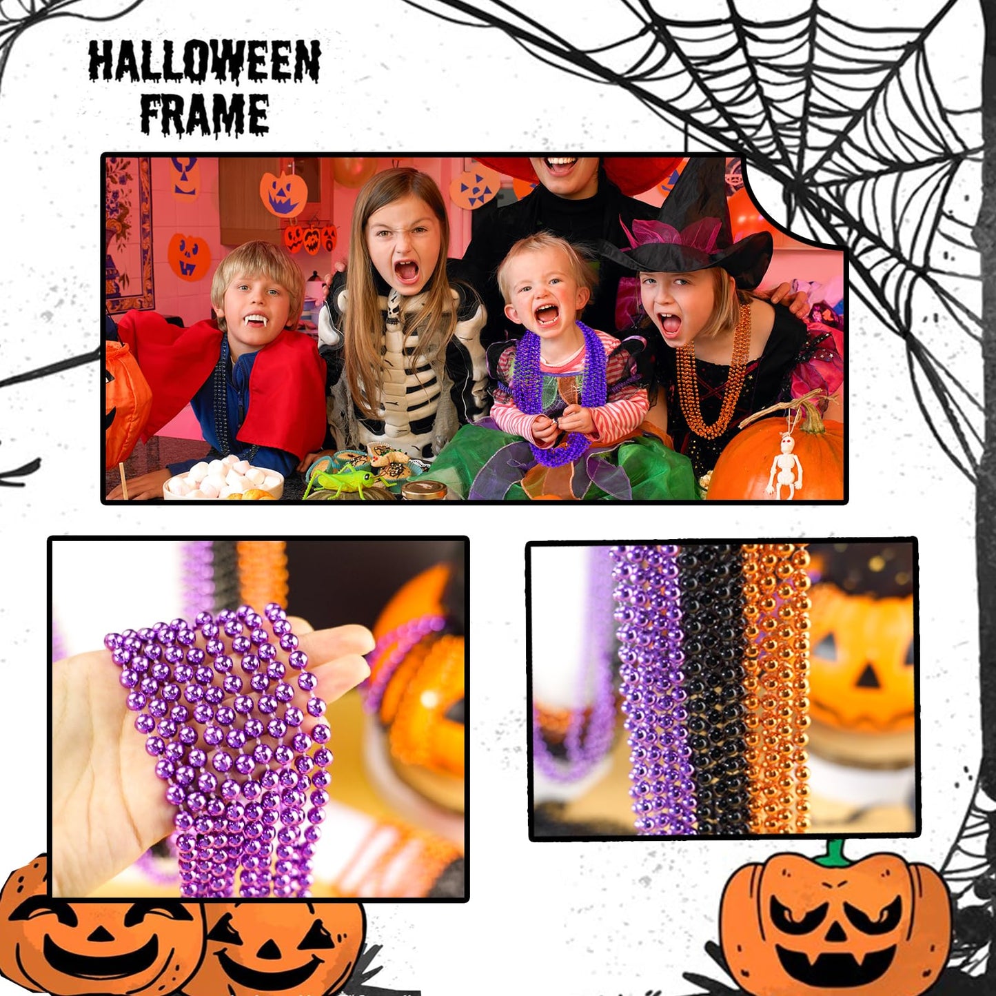 ZZYFGH 12 PCS 33'' 7mm Halloween Bead Necklace Bulk, Purple Black Orange Bead Party Favors,Halloween Toy Necklaces Accessories f