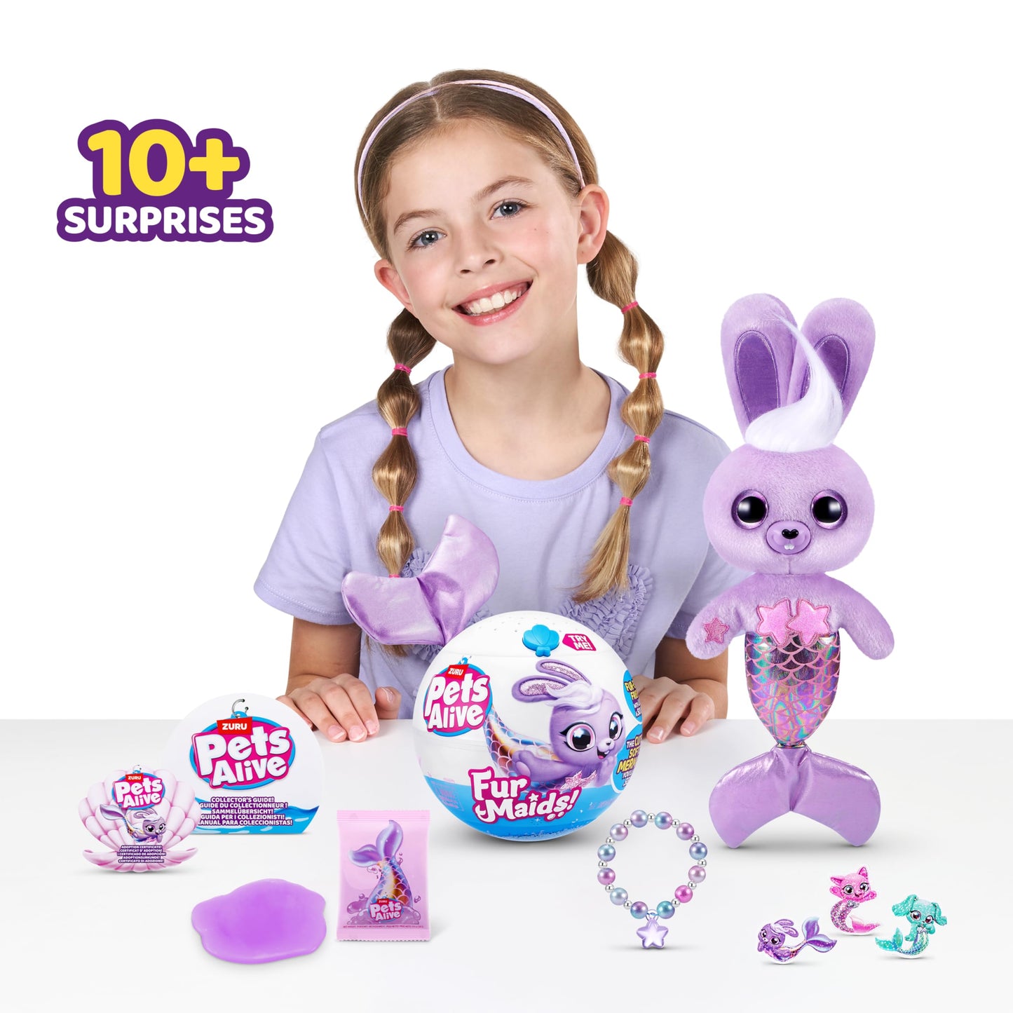 Pets Alive Furmaids By Zuru Mermaid Plush Interactive Lights Sounds Girls Toy (Purple Bunny)