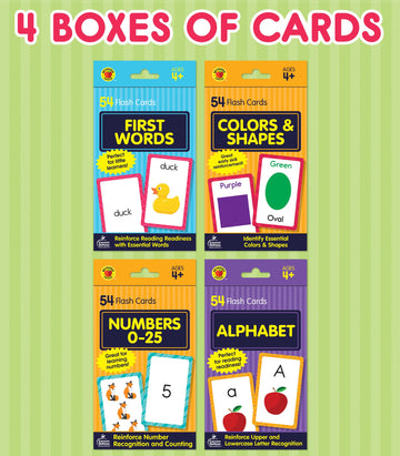 Carson Dellosa Toddler Flash Cards 4 Pack, Alphabet Flash Cards, Sight Word Flash Cards, Colors & Shapes Flash Cards, Number Flash Cards, Math & Phonics Kindergarten - Preschool Learning Activities 4+