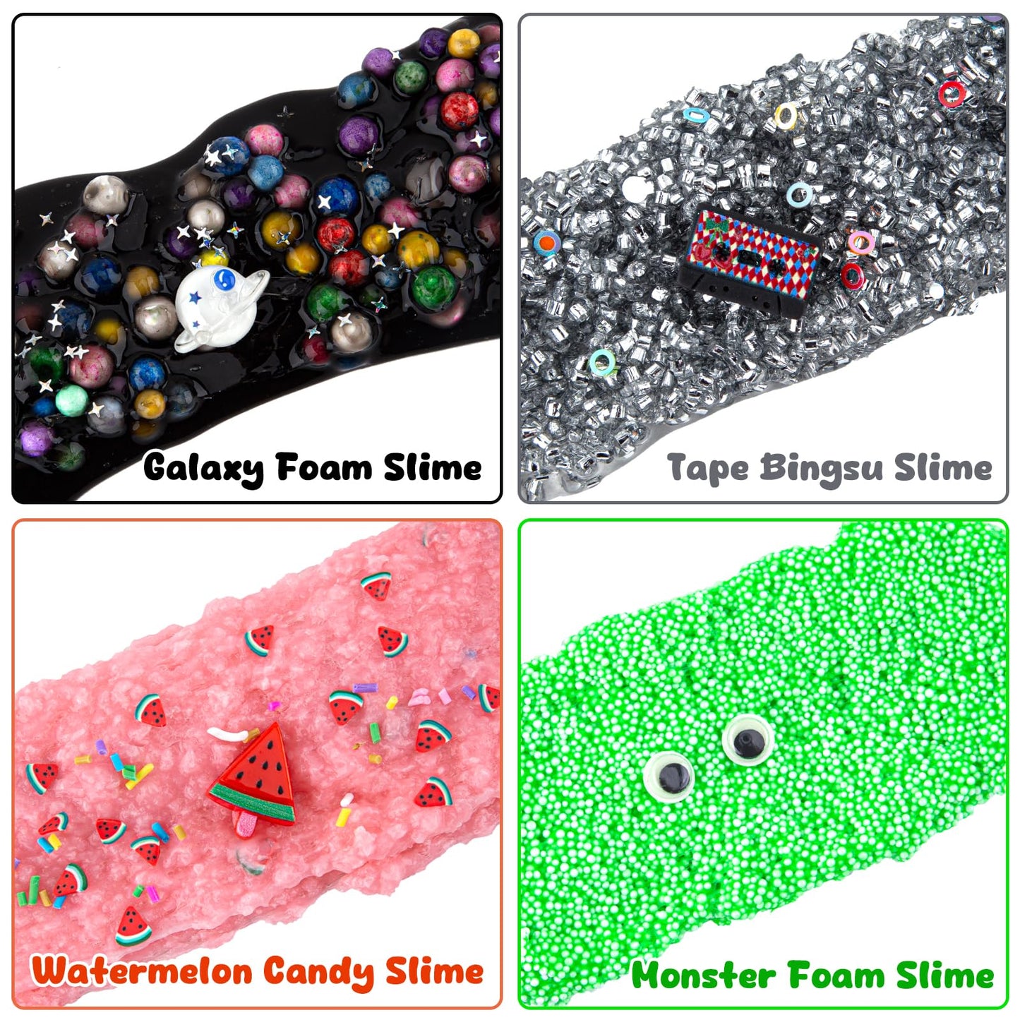 Slime Variety Pack Different Textures, 8 Pack Slime Kit For Kids, Includes Butter Slime, Cloud Slime, Galaxy Foam Slime & Bingsu