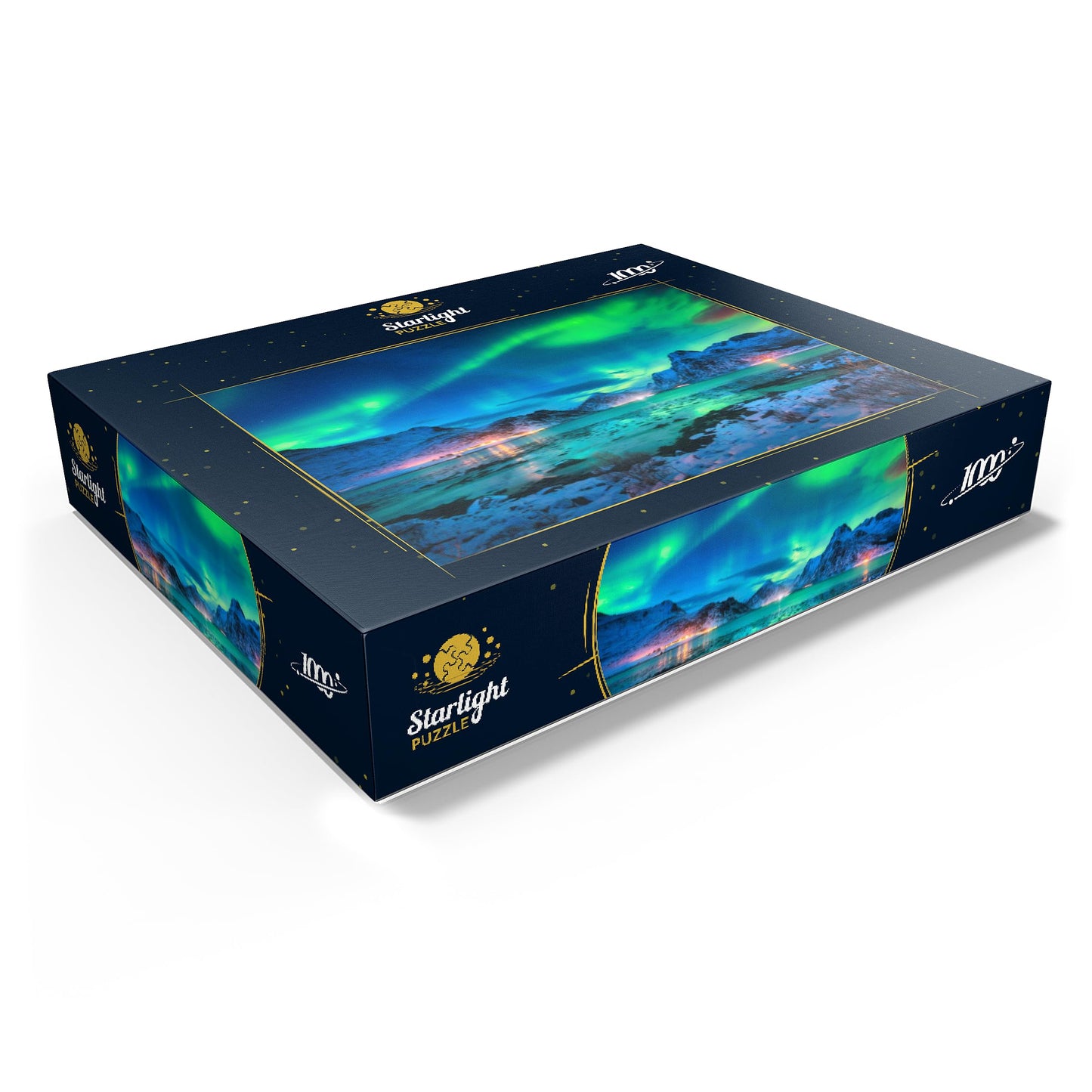 Mypuzzle Aurora Borealis Over Sea Coast, Lights At Night. Northern Lights On Lofoten Islands, Norway - Premium 1000 Piece Jigsaw