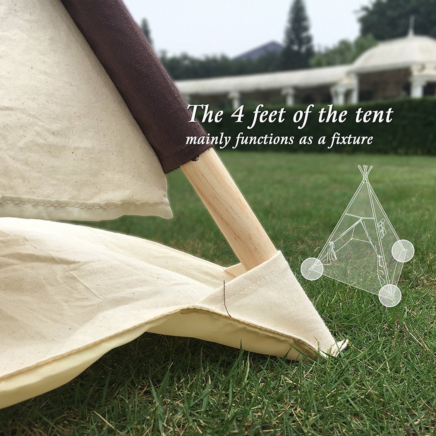 Lavievert Natural Canvas Teepee Tent for Kids, Foldable Teepee Play Tent with A Water Resistant Bottom Mat, Present Playhouses f
