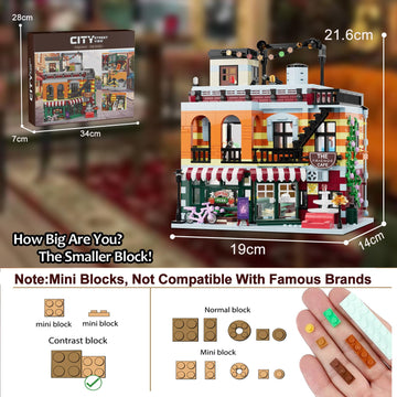 City Coffee House Mini Building Set - Three-Level Cafe Modern House Set - Ages 8+ Boys & Girls