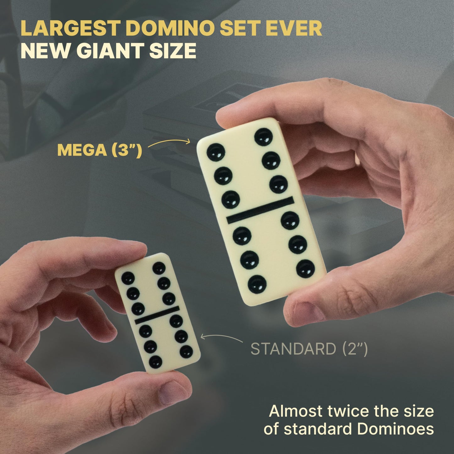 Mega Large 3' Dominoes Set For Adults And Kids – Dominoes Double 6 Classic Board Games – Double Six Dominoes Set With 28 Tiles And Gift Case, Juegos De Mesa (Mega)