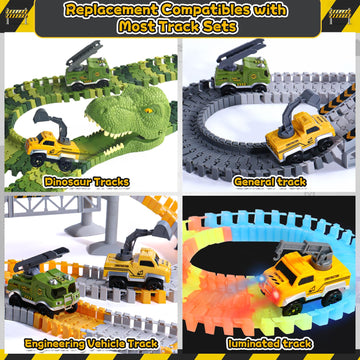 Magic Tracks Cars Only Replacement, Flexible Car Track Race Cars for Kids Race Track Glow in The Dark, Led Light Magic Race Cars