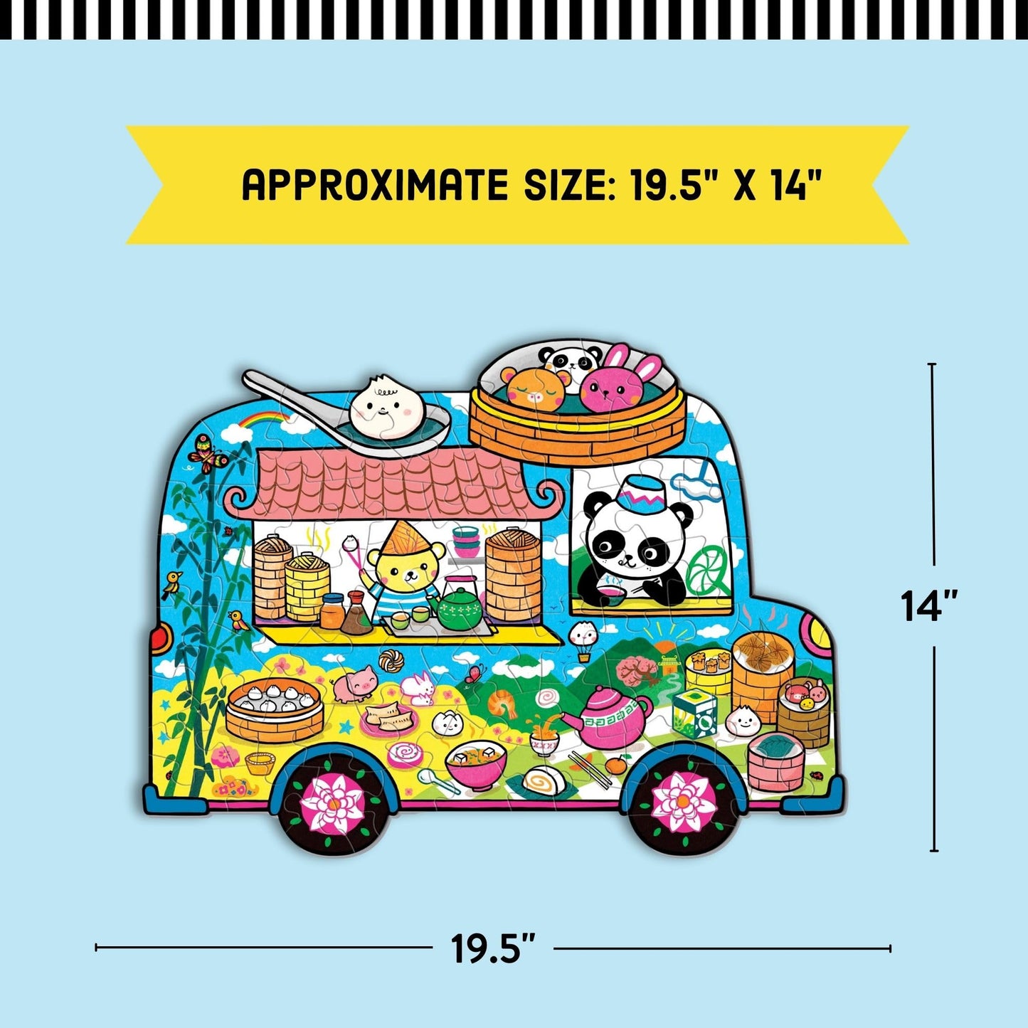 Mudpuppy Dumpling Truck - 75 Piece Unique Truck Shaped Scene Puzzle with Colorful and Fun Illustrations of Dumplings and Baos On