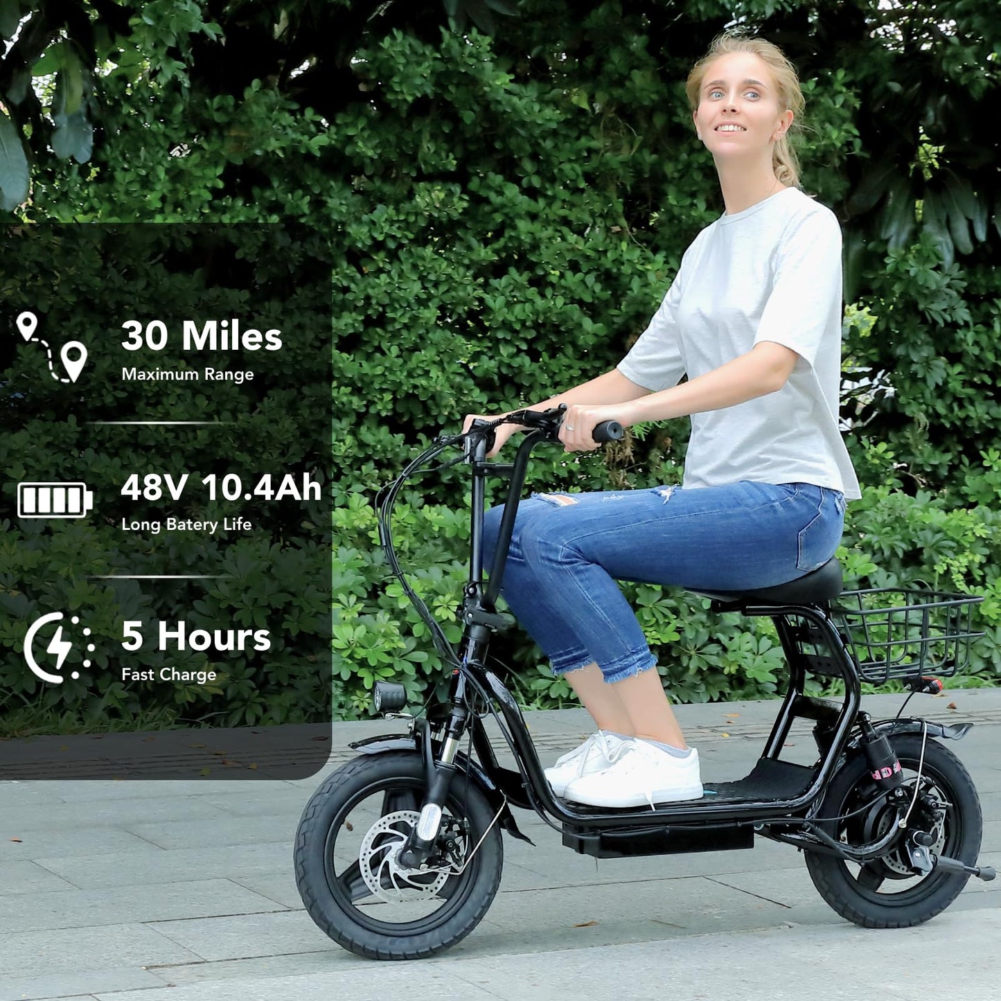 Caroma Electric Scooter With Seat, 500W/819W/870W Peak Motor, 15/25/30 Miles Range, 20Mph Top Speed, Foldable Electric Scooter F