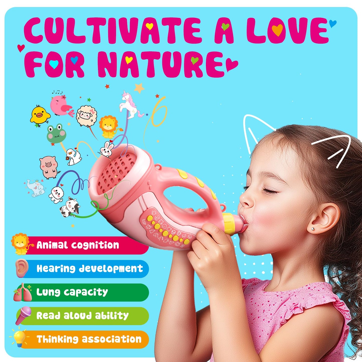 Aooess Voice Changer Toy For Kids 5-7: Animal Sounds Horn 30 Fun Sound Effects & Lights Voice Changer Device Kids Hunting Toys N