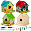 Juexica 4 Set DIY Birdhouse Kit Unfinished Bird House Painting Crafts for Kids with Paints and Paintbrushes Welcome Spring Gifts