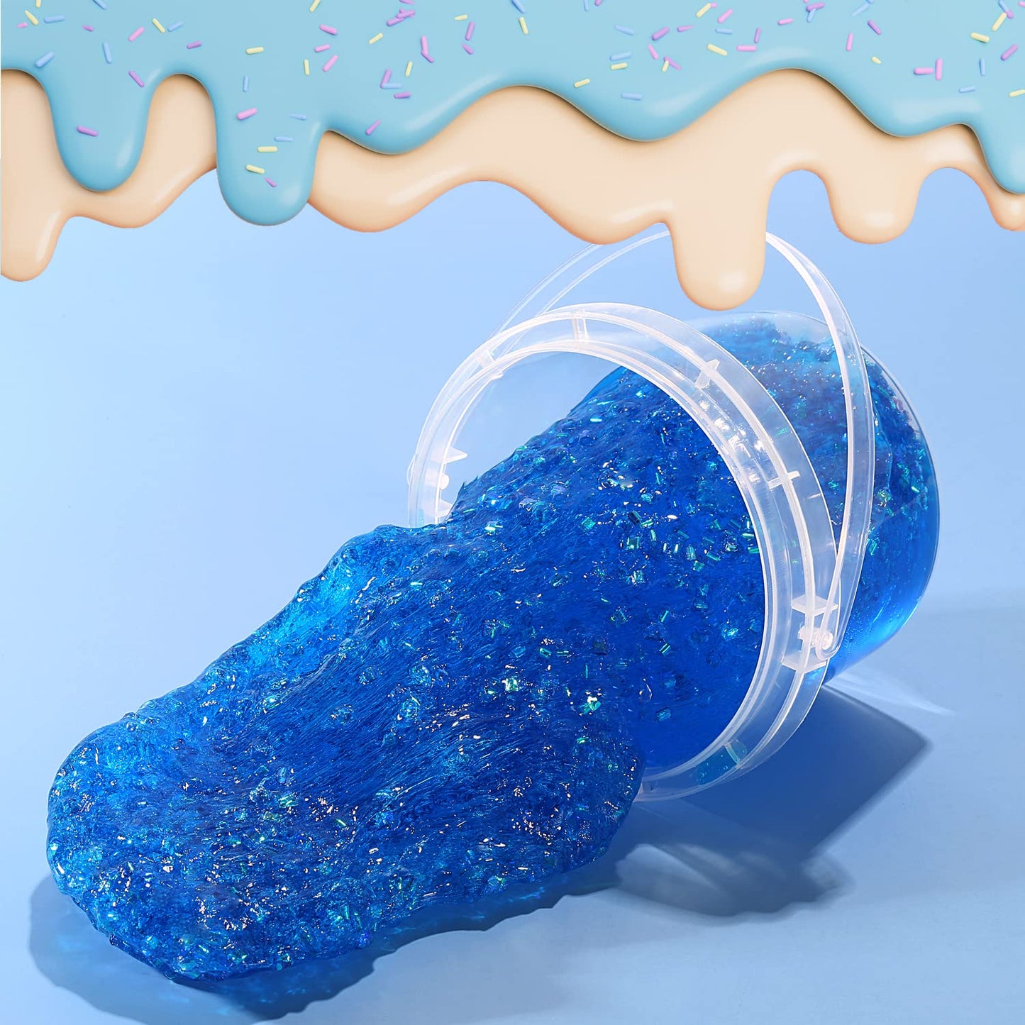 Premade Crystal Slime Blueberry Blue Jelly Cube Glimmer Crunchy Slime, Includes 6 Sets Of Slime Add-Ins, Party Favors For Kids, Sensory And Tactile Stimulation, Stress Relief, For Girls & Boys