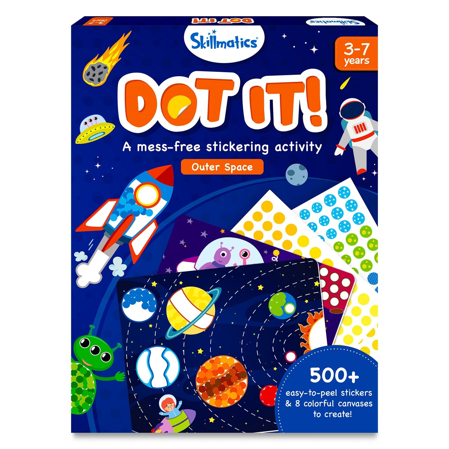 Skillmatics Dot It Sticker Art Activity - Space, Mess-Free Fun For Kids, 500+ Stickers, Craft Kits, Diy Activity, Travel Toys, Gifts For Boys & Girls Ages 3, 4, 5, 6, 7