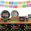 Mexican Fiesta Party Supplies Tableware Set Mexican Cinco De Mayo Themed Tableware with Paper Plates Napkins Cups Tablecloth Ban