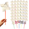 4Es Novelty DIY Pinwheels Craft for Kids (48 Pack) Color Your Own White Pinwheels, Bulk Summer Spring Craft Kit for Boys & Girl