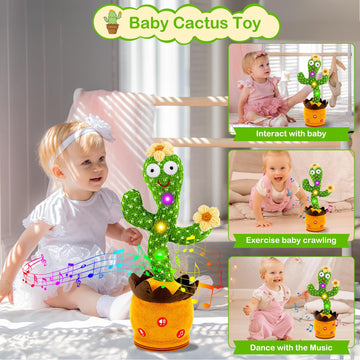 Ayeboovi Dancing Talking Cactus Toy, Singing, Repeating Cactus, Funny Dancing Talking Cactus Repeating Toys For Kids, Adjust Volume Sunny Cactus Mimicking Toy With 120 Songs For Baby Boys And Girls