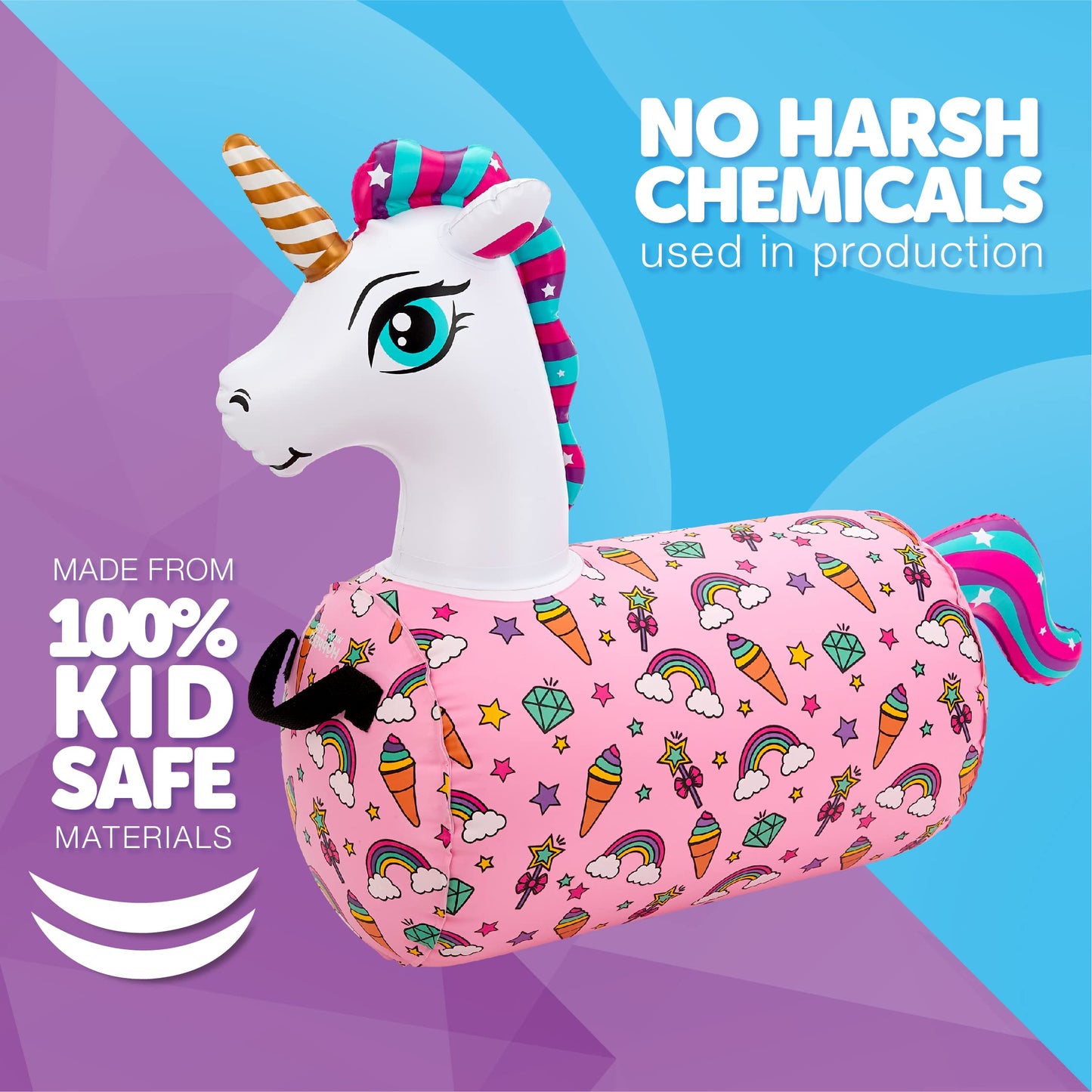Waddle Hip Hopper Inflatable Hopping Animal Bouncer Unicorn, Ages 2 And Up, Supports Up To 85 Pounds