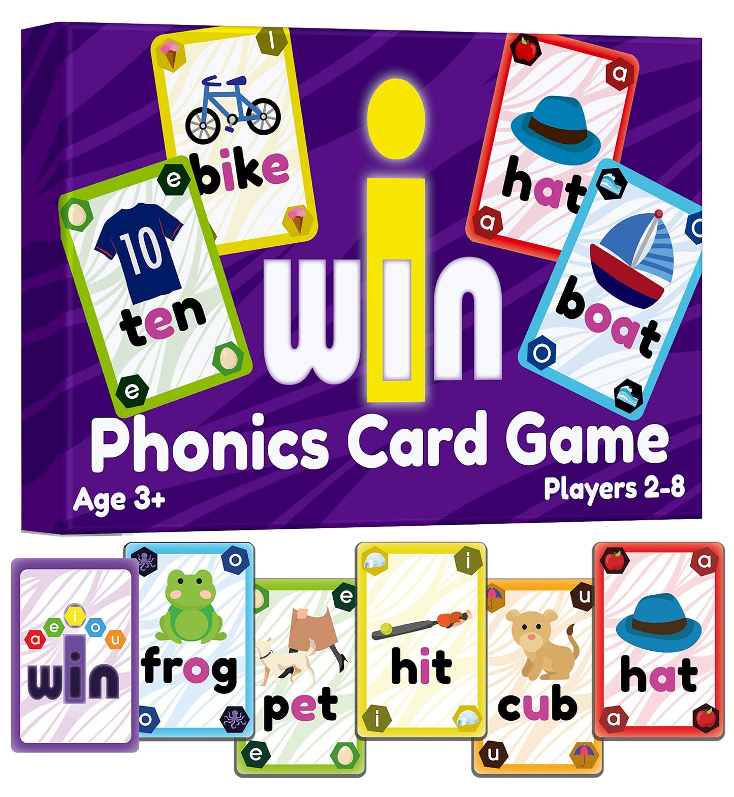 The Bambino Tree Wowels Phonics And Vowel Sounds Card Game - Learn To Read Kindergarten 1St 2Nd Grade Learning - Short Vowel Cvc Words And Long Vowel Matching Game 2-8 Players