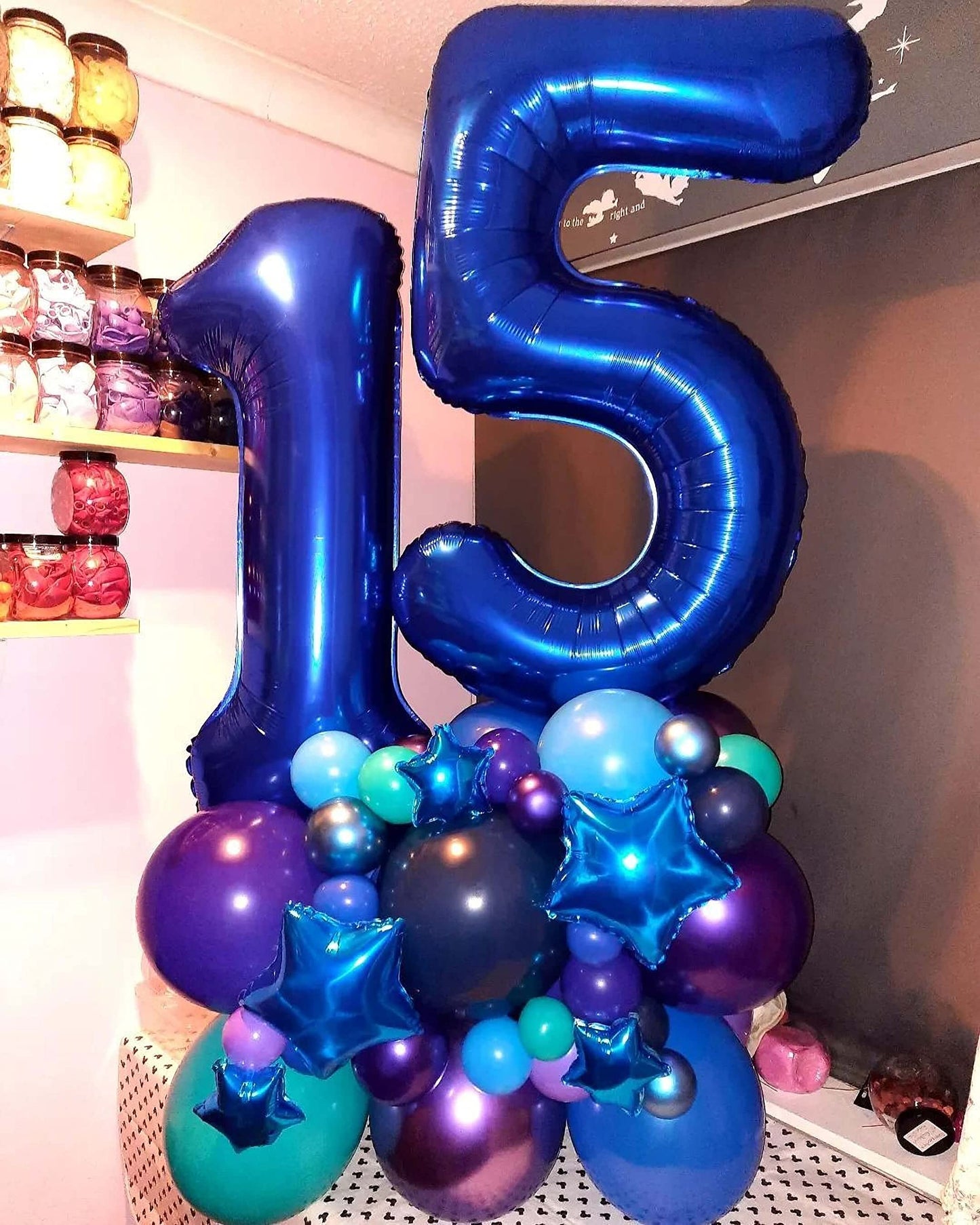 40 Inch Navy Blue 15 Number Balloons Giant Jumbo Huge 15 Or 51 Foil Mylar Helium Number Digital Balloons Dark Blue Birthday Myla