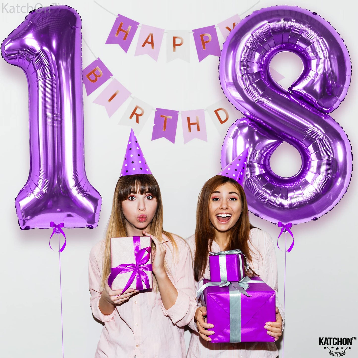Katchon, Purple 18 Balloon Numbers - Huge, 40 Inch | 18 Number Balloons | 18Th Birthday Balloons, 18Th Birthday Decorations For Girls | 18 Balloon Numbers Purple, 18Th Birthday Decorations For Boys