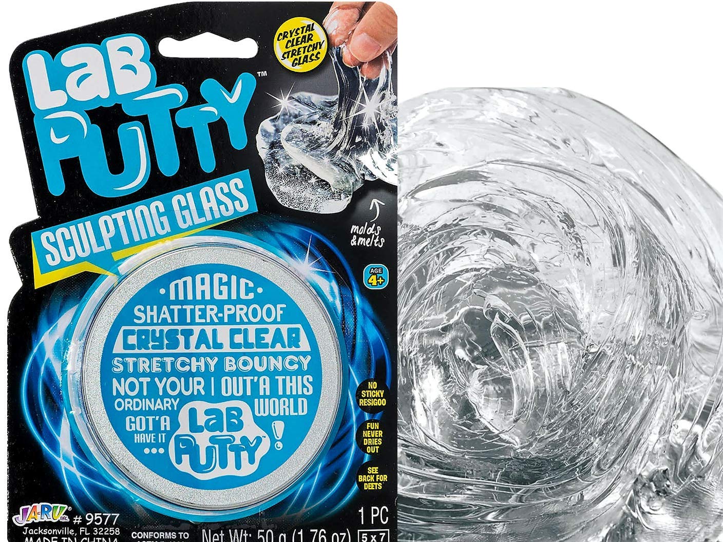 Ja-Ru Lab Putty Assorted, Its Magnetic, Heat Sensitive, Crystal Clear, Uv Sensitive, Glow In The Dark (5 Pack) Crazy Stress Putt