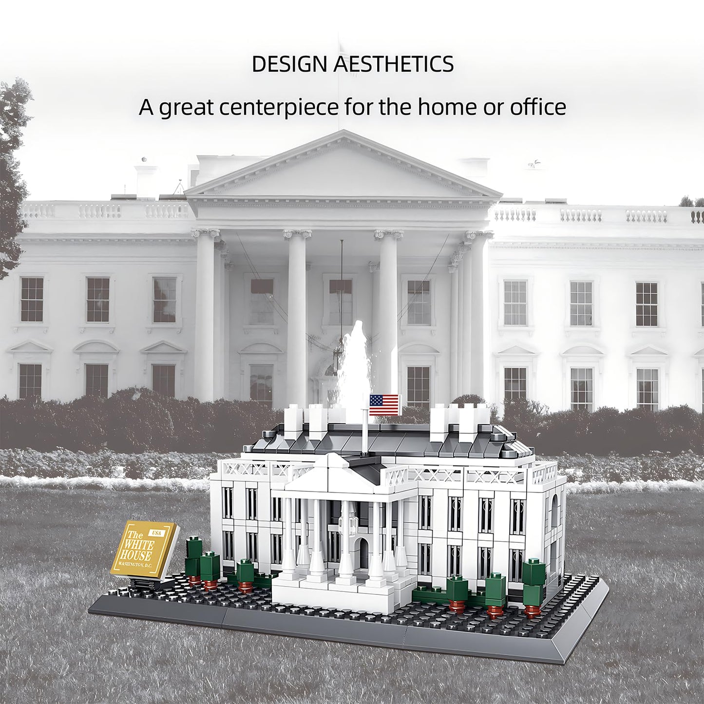 CAXIMSY White House Model Building Block Set, 895 Pieces, Medium Size, Plastic Architecture for Adults and Kids